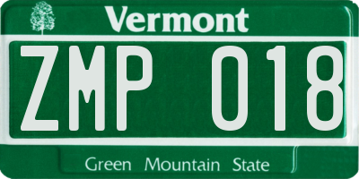 VT license plate ZMP018