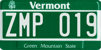 VT license plate ZMP019