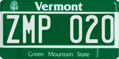 VT license plate ZMP020