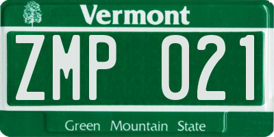 VT license plate ZMP021