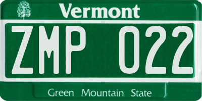 VT license plate ZMP022