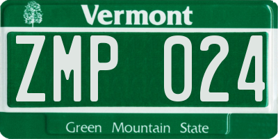 VT license plate ZMP024
