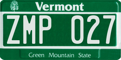 VT license plate ZMP027