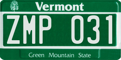 VT license plate ZMP031