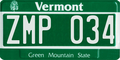 VT license plate ZMP034