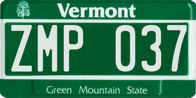 VT license plate ZMP037