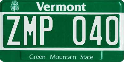VT license plate ZMP040