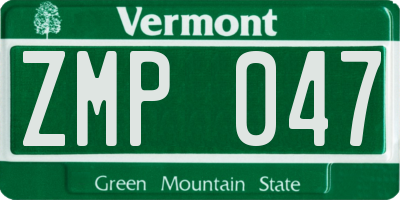 VT license plate ZMP047