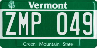 VT license plate ZMP049