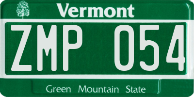 VT license plate ZMP054