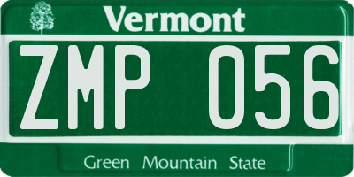 VT license plate ZMP056