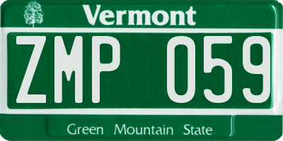 VT license plate ZMP059