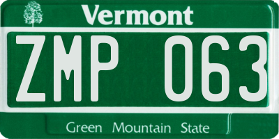 VT license plate ZMP063