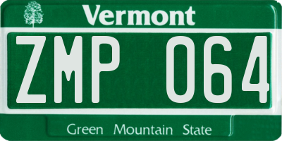 VT license plate ZMP064