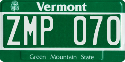 VT license plate ZMP070