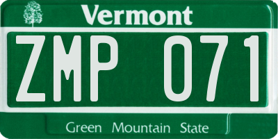 VT license plate ZMP071