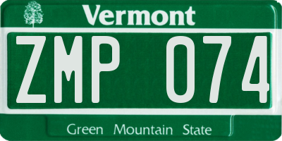 VT license plate ZMP074