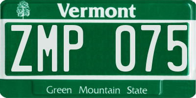 VT license plate ZMP075