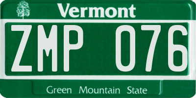 VT license plate ZMP076