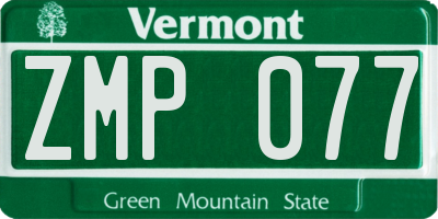 VT license plate ZMP077