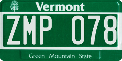 VT license plate ZMP078