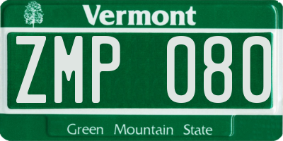 VT license plate ZMP080
