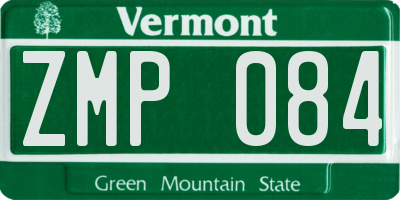 VT license plate ZMP084