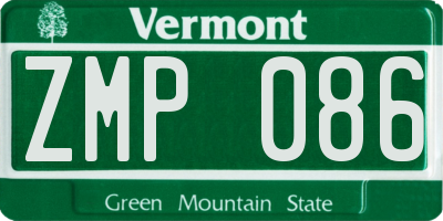 VT license plate ZMP086