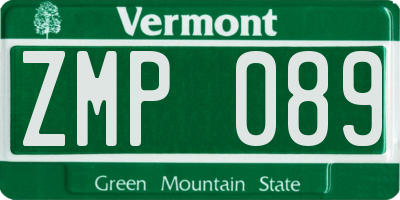 VT license plate ZMP089