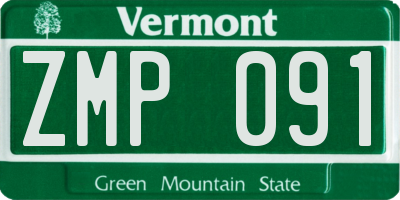 VT license plate ZMP091