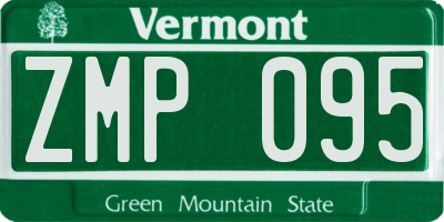 VT license plate ZMP095