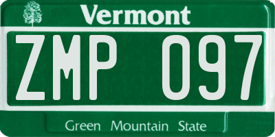 VT license plate ZMP097