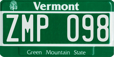 VT license plate ZMP098