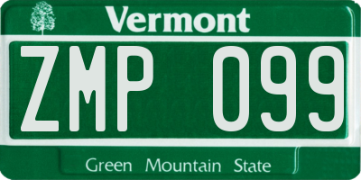 VT license plate ZMP099