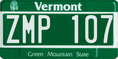VT license plate ZMP107