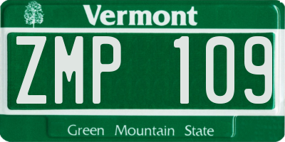 VT license plate ZMP109
