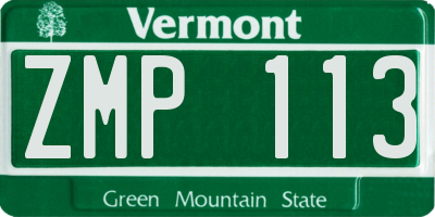 VT license plate ZMP113