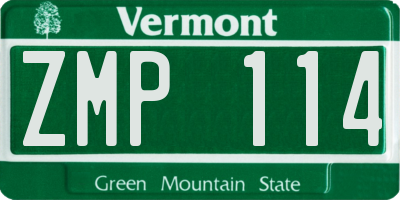 VT license plate ZMP114