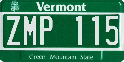VT license plate ZMP115