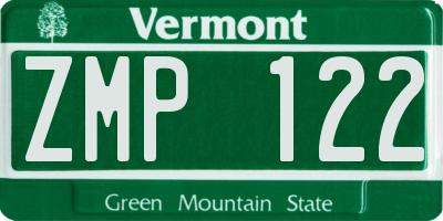 VT license plate ZMP122