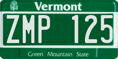 VT license plate ZMP125