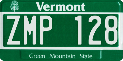 VT license plate ZMP128