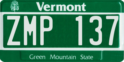 VT license plate ZMP137