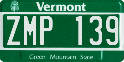 VT license plate ZMP139