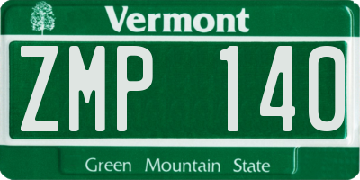 VT license plate ZMP140