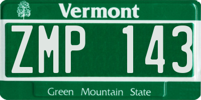 VT license plate ZMP143