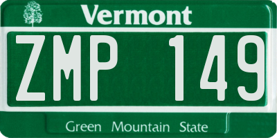 VT license plate ZMP149