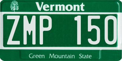 VT license plate ZMP150