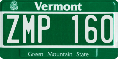 VT license plate ZMP160