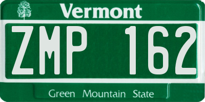 VT license plate ZMP162
